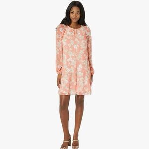 Tommy Hilfiger Women's Floral Long Sleeve Chiffon Trapeze Dress Sz 10